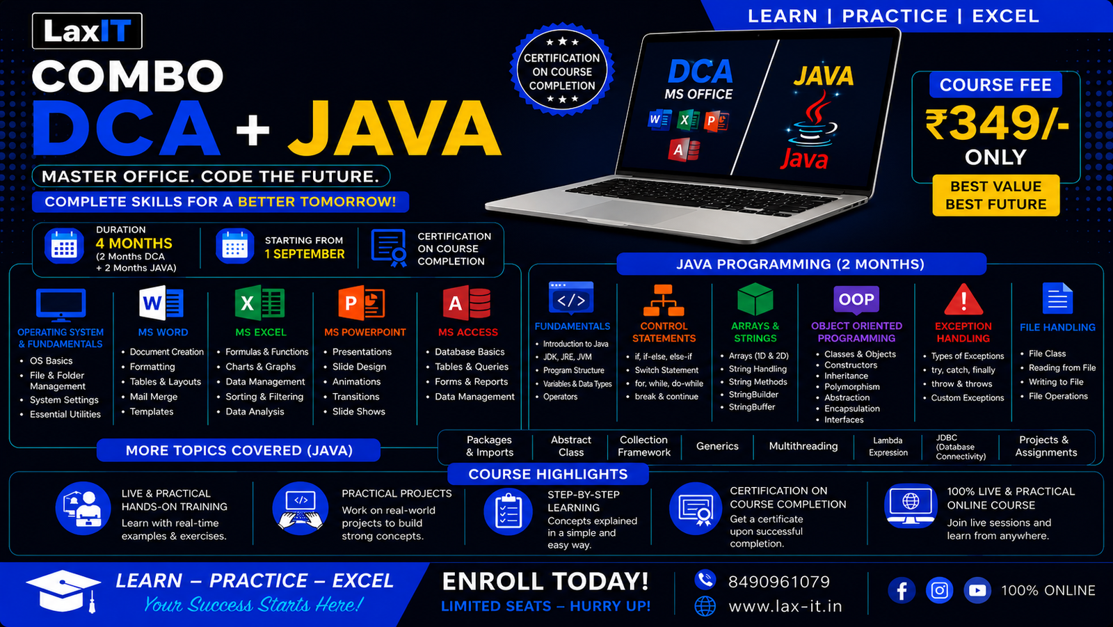 DCA + JAVA – Complete Computer & Programming Course