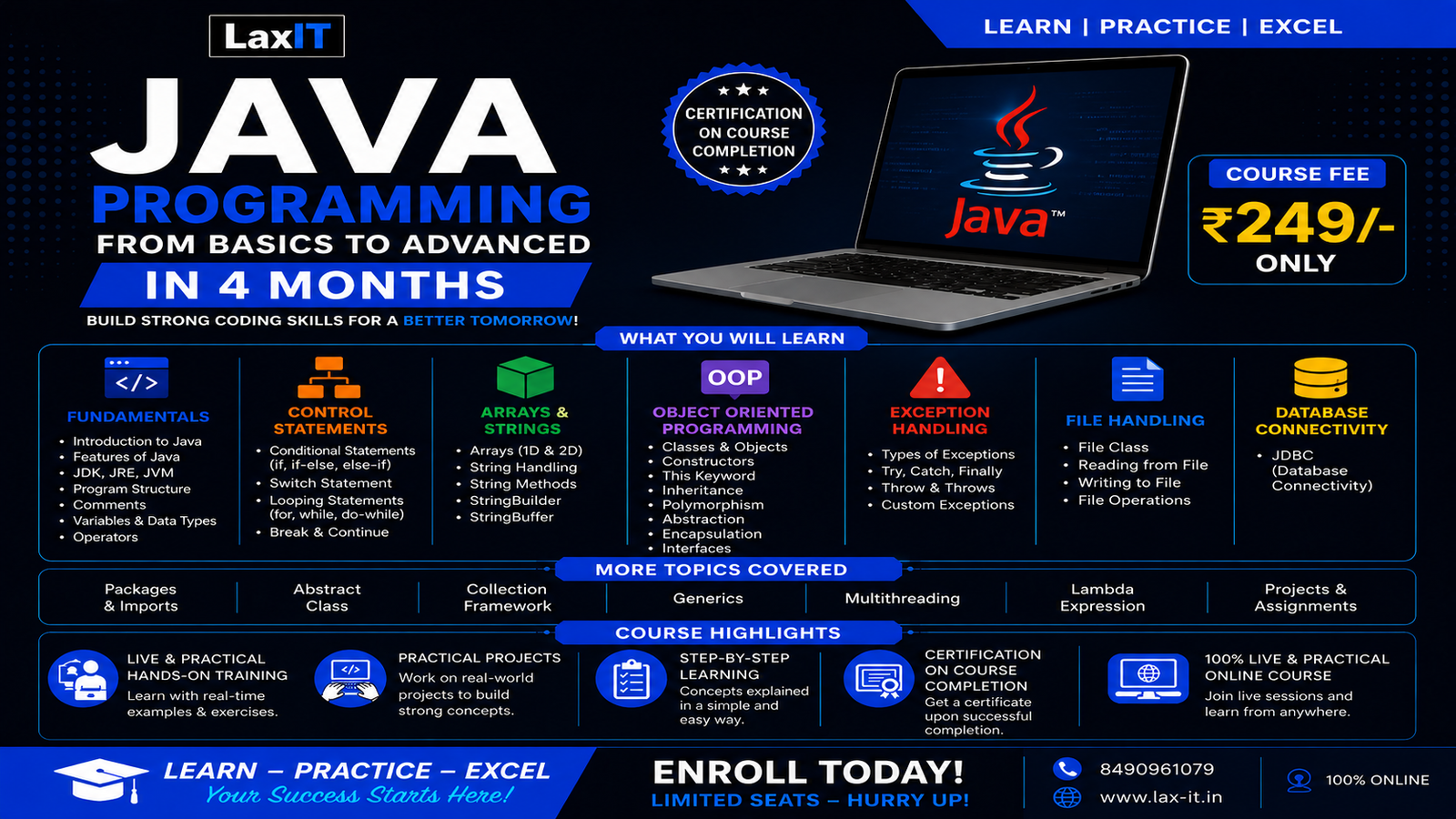 JAVA PROGRAMMING : BASIC TO ADVANCE